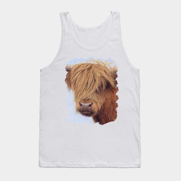 Highland Cow Painting Tank Top by rachelstribbling